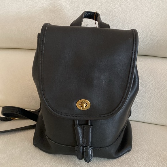 Coach Handbags - Vintage Coach Black Leather Back Pack 9791